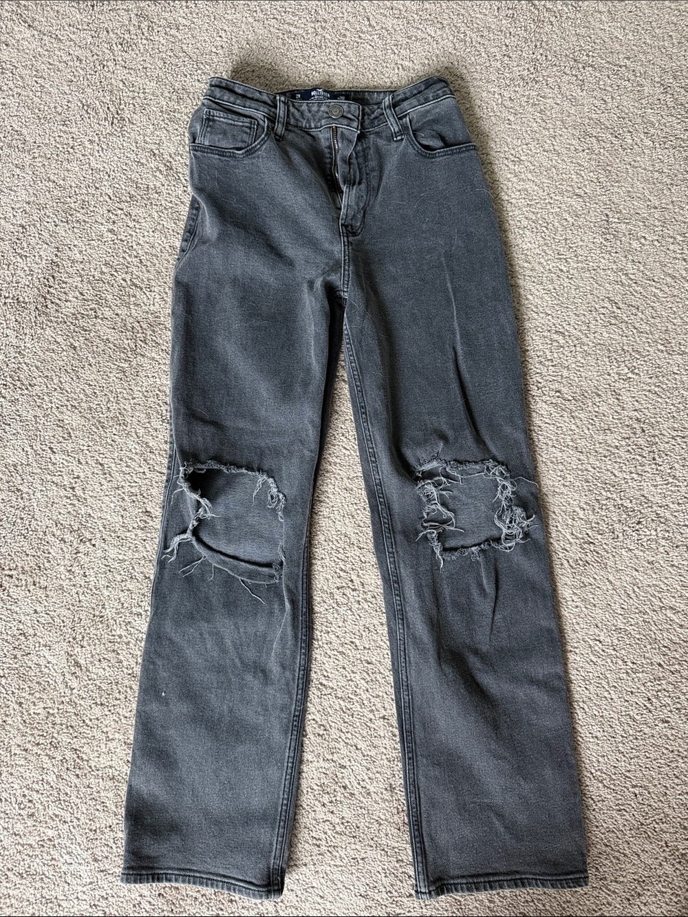 Hollister Black Distressed Straight-Leg Jeans